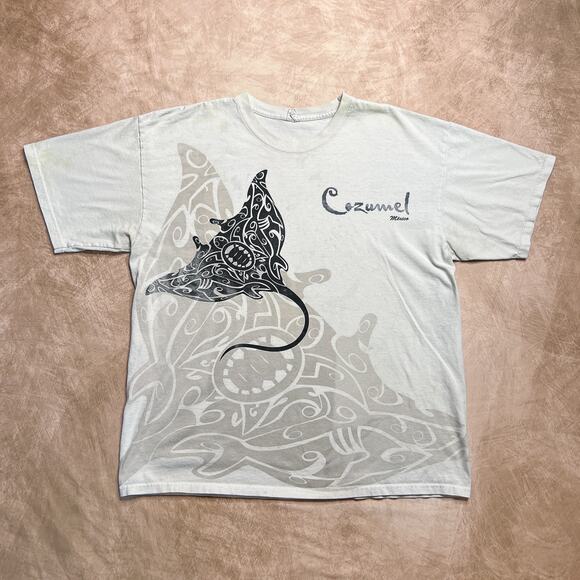 Yazbek Other - Vintage Y2K Yazbek Manta Ray Tribal Motif Cozumel Mexico T-Shirt Nautical Boho